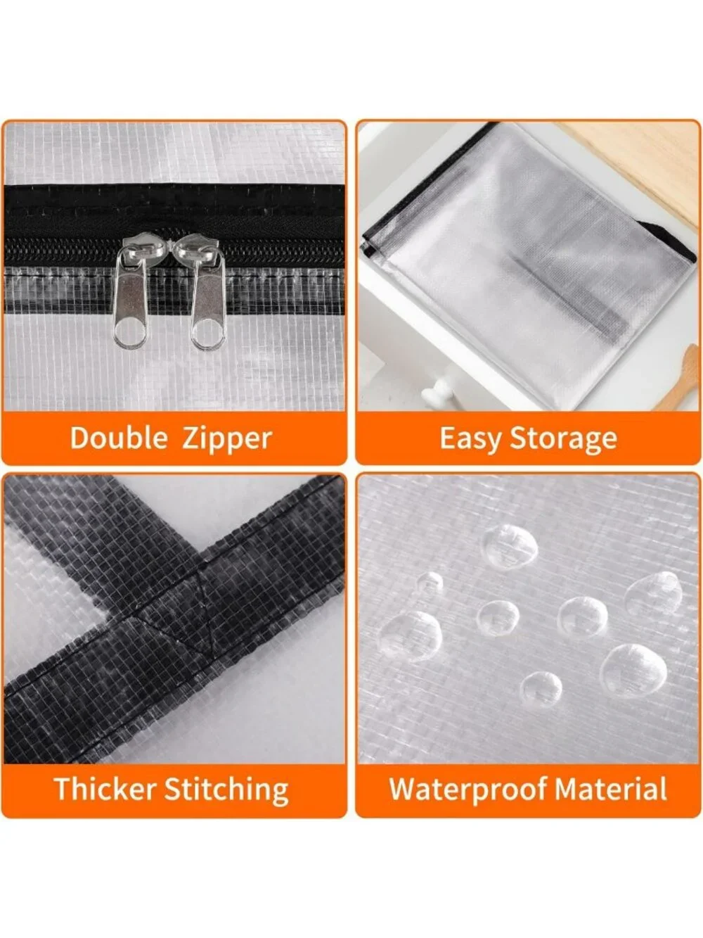 8 Pack Clear Storage Bags for Comforters & Bedding - 90L Space-Saving Solution